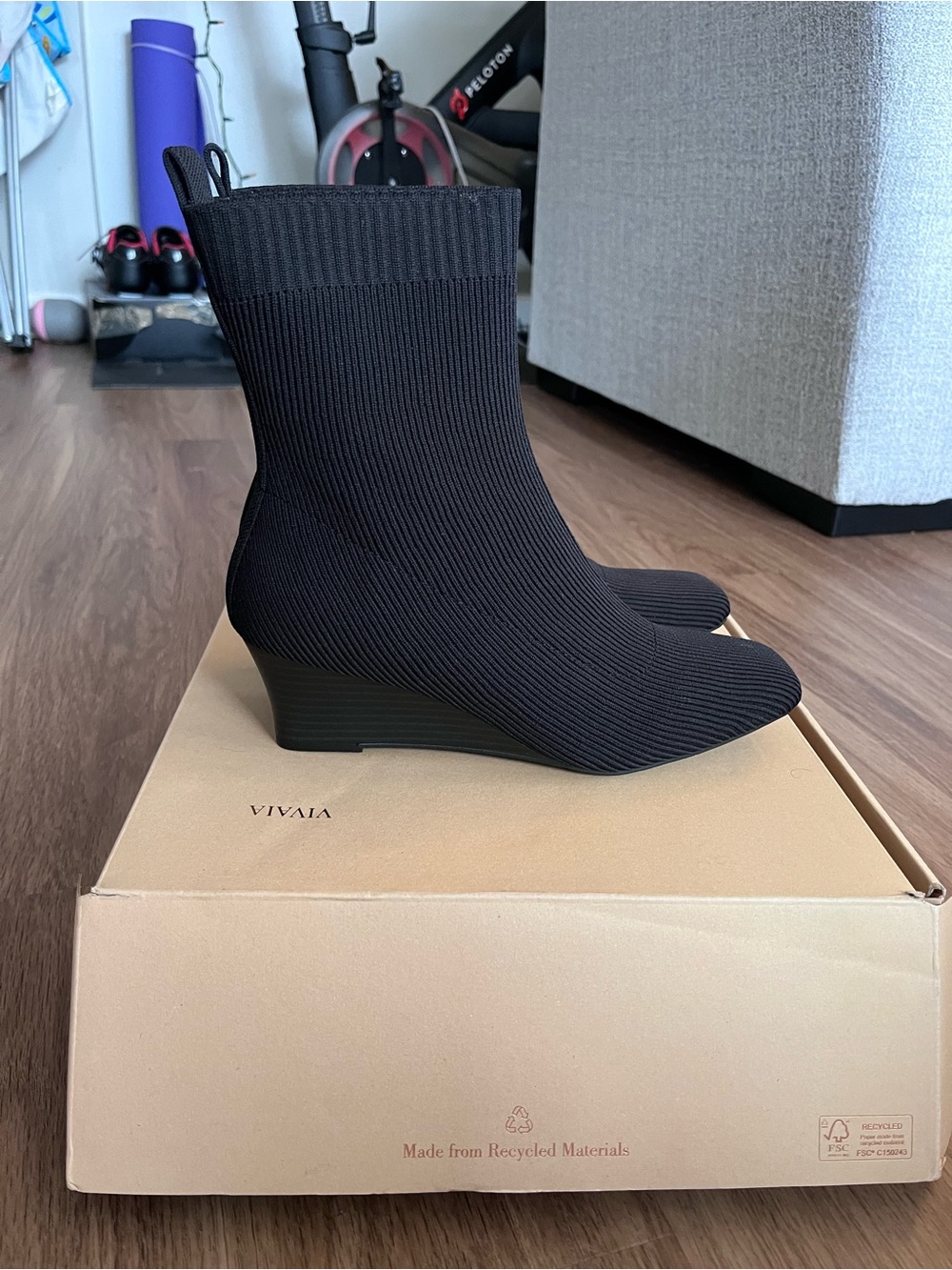 Vivaia Black Margot Wedge Ankle Booties